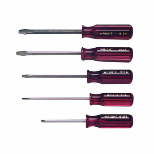 Wright® 9475 Screwdriver Set, 5 pc, ASME B107.600, Alloy Steel, Silver Shank