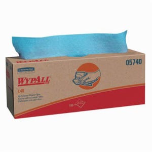 WypAll* 05740 L40 America's Favorite General Purpose Wiper, 100 Wipes, 16.4 x 9.8 in, Double Re-Creped, Blue