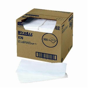 WypAll* 05925 X70 Foodservice Towel, 23-1/2 x 12-1/2 in, 300 Sheets Capacity, Hydroknit* with Blue Stripe, White
