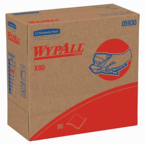 WypAll* 05930 X80 Cleaning Wiper, 16.8 x 9.1 in, 80 Sheets Capacity, Hydroknit*, Red