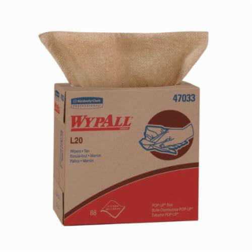 WypAll* 47033 L20 Single Use Cleaning Wiper, 16.8 x 9.1 in, 88 Sheets Capacity, Paper, Tan