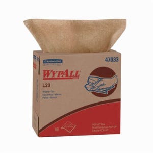 WypAll* 47033 L20 Single Use Cleaning Wiper, 16.8 x 9.1 in, 88 Sheets Capacity, Paper, Tan