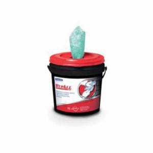 WypAll* 91371 Waterless Cleaning Wipes, 9.5 x 12 in, 75 Sheets Capacity, White/Green