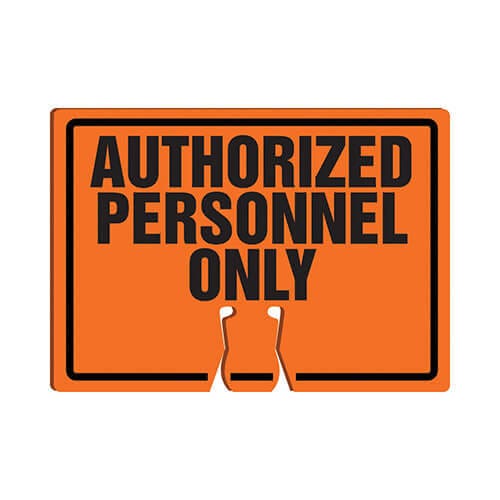 Accuform® FBC764 Traffic Cone Top Warning Sign, Text Legend, Legend: AUTHORIZED PERSONNEL ONLY, 0.06 in Plastic, 10 in Height, 14 in Width