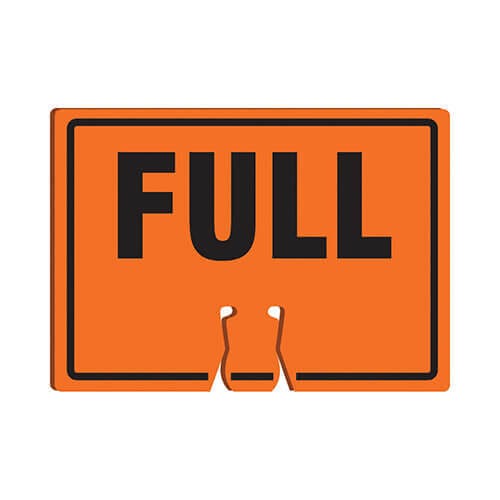 Accuform® FBC796 Traffic Cone Top Warning Sign, Text Legend, Legend: FULL, 0.06 in Plastic, 10 in Height, 14 in Width