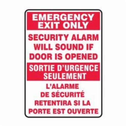 Accuform® FBMEXT566VP Emergency Exit Sign, Bilingual, Legend: EMERGENCY EXIT ONLY SECURITY ALARM WILL SOUND IF DOOR IS OPENED