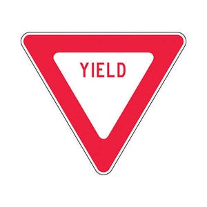 Accuform® FRR425HP Traffic Sign, Text Legend, Legend: YIELD (MUTCD R1-2), 0.08 in Aluminum, Post/Fence Mounting, 30 in Height, 30 in Width