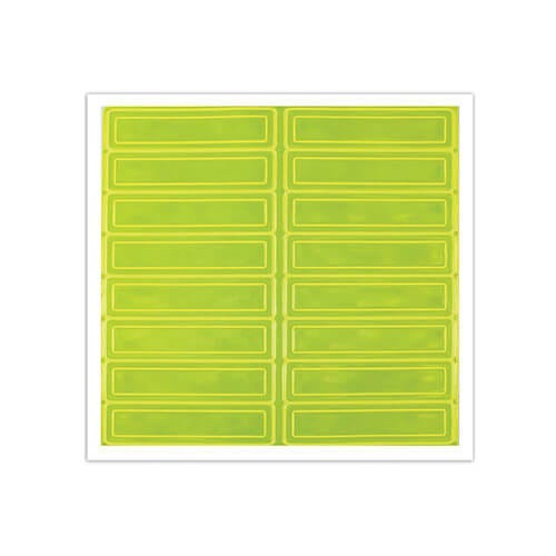 Accuform® LHR104GNYL Hard Hat Sticker, Retro-Reflective, 4 in Length, 1 in Width, Fluorescent Lime Green Yellow Legend/Background