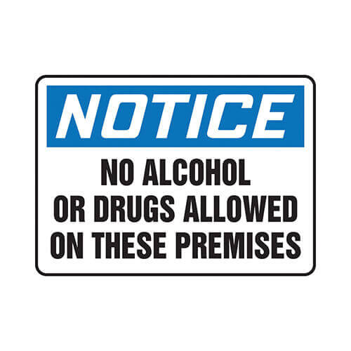 Accuform® MACC826VA Notice Sign, Rectangle, NOTICE: NO ALCOHOL OR DRUGS ALLOWED ON THESE PREMISES, 7 in H x 10 in W