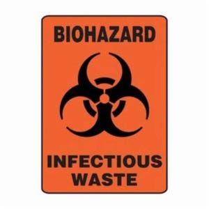 Accuform® MBHZ531XV Safety Sign, Text/Symbol Legend, BIOHAZARD INFECTIOUS WASTE (W/BIOHAZARD GRAPHIC), 14 in H x 10 in W
