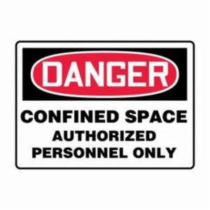 Accuform® MCSP141XV Danger Sign, Header: DANGER, Text Legend: CONFINED SPACE AUTHORIZED PERSONNEL ONLY, 10 in H x 14 in W