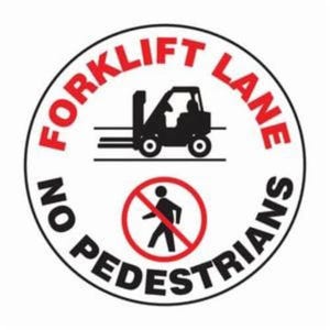 Accuform® MFS747 Floor Sign, Series: Slip-Gard™, NO Header, Text/Symbol Legend, FORKLIFT LANE NO PEDESTRIANS, 17 in Height
