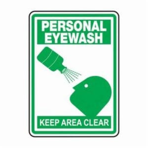 Accuform® MFSD443XV Safety Sign, Legend: PERSONAL EYEWASH KEEP AREA CLEAR (w/Graphic), 6 mil Adhesive Dura-Vinyl™, 10 in Height, 7 in Width