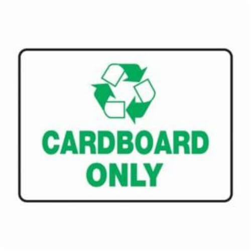 Accuform® MPLR558VP Safety Sign, Text/Symbol Legend, CARDBOARD ONLY (W/GRAPHIC) Legend, Recycled Plastic, 10 in Height, 14 in Width, Green on white