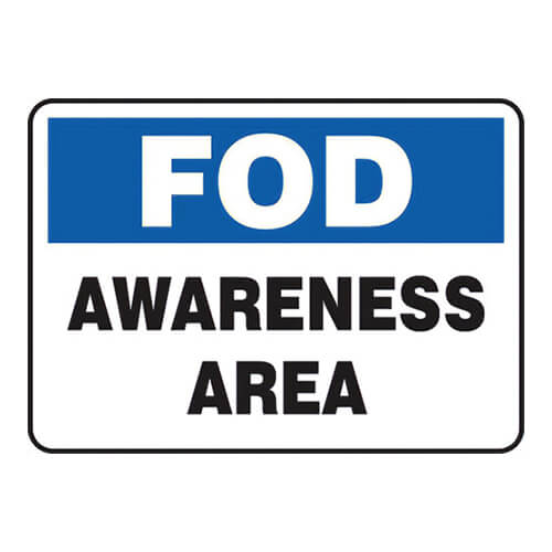 Accuform® FOD Safety Sign: AWARENESS AREA 10 in (MQTL535VS)