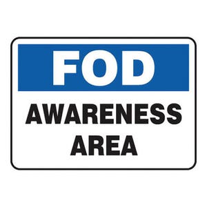 Accuform® FOD Safety Sign: AWARENESS AREA 10 in (MQTL535VS)