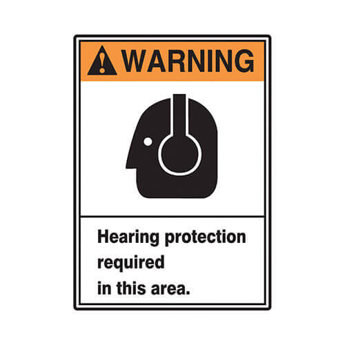Accuform® MRPE306XV Warning Sign, (ANSI) HEARING PROTECTION REQUIRED in THIS AREA. (GRAPHIC), 10 in H x 7 in W