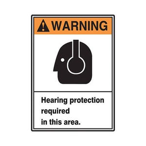 Accuform® MRPE306XV Warning Sign, (ANSI) HEARING PROTECTION REQUIRED in THIS AREA. (GRAPHIC), 10 in H x 7 in W