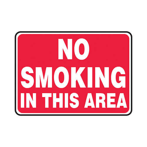 Accuform® MSMG502VA Safety Sign, Header: NO HEADER, Text Legend: NO SMOKING in THIS AREA, 0.04 in Aluminum, 10 in H x 14 in W