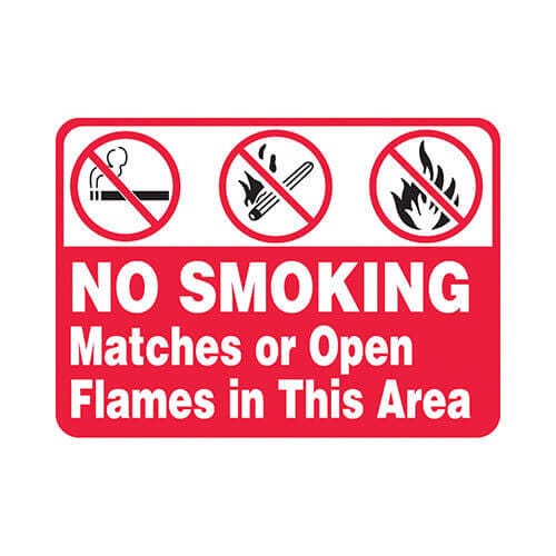 Accuform® MSMG505VA Safety Sign, Text/Symbol Legend: NO SMOKING MATCHES OR OPEN FLAMES in THIS AREA (GRAPHIC), 10 in H x 14 in W