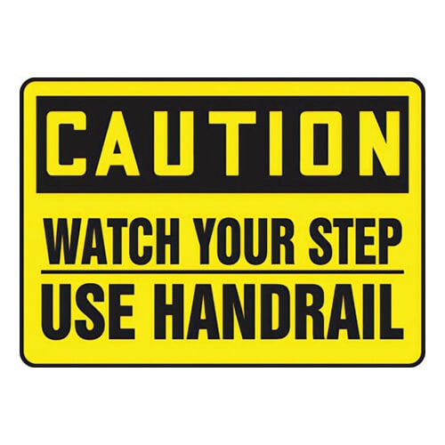 Accuform® MSTF602VP OSHA Caution Safety Sign: WATCH YOUR STEP USE HANDRAIL