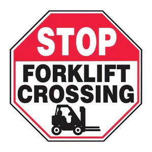 Accuform® STOP Safety Sign: FORKLIFT CROSSING (MVHR950XL)