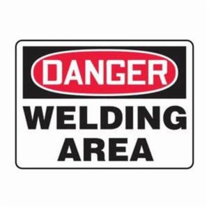 Accuform® MWLD017VS Danger Sign, Header: DANGER, Legend: DANGER WELDING AREA, 4 mil Vinyl, Surface Mounting, 10 in H x 14 in W
