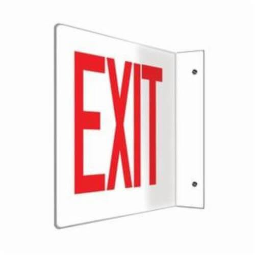 Accuform® PSP221 Exit Projection Sign, 90D L-Shaped, Header: NO HEADER, Text Legend: EXIT, Hole Mounting, 8 in H x 12 in W