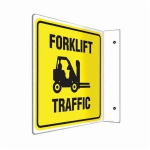 Accuform® PSP249 Projection Sign, 90D, Text/Symbol Legend, FORKLIFT TRAFFIC Legend, 0.1 in Plastic, 8 in Height, 8 in Width
