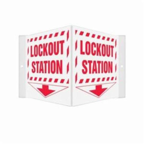 Accuform® PSP313 Projection Sign, 3D, NO HEADER, Text/Symbol Legend, LOCKOUT STATION (ARROW DOWN), 6 in H x 5 in W