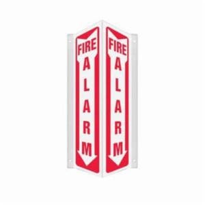 Accuform® PSP328 Projection Sign, 3D, Header: NO HEADER, Legend: FIRE ALARM (ARROW DOWN), 0.1 in Plastic, 18 in Height, 4 in Width