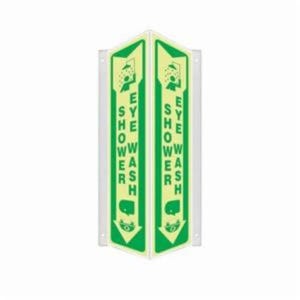Accuform® PSP803 Projection Sign, 3D, Header: NO Header, Legend: SHOWER/EYE WASH (ARROW DOWN), 0.1 in Lumi-Glow™ Plastic, 18 in Height, 4 in Width