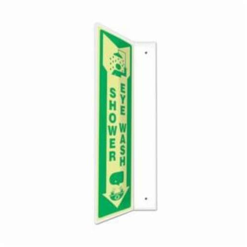 Accuform® PSP914 Projection Sign, 90D L-Shaped, Text/Symbol Legend: SHOWER/EYE WASH (ARROW DOWN), 18 in H x 4 in W