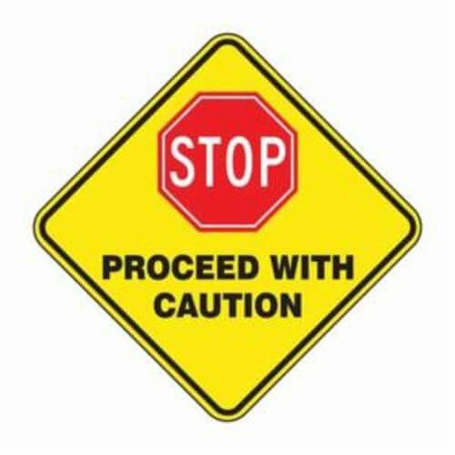 Accuform® PSR430 Diamond Floor Sign, Series: Slip-Gard™, NO Header, Text/Symbol Legend, STOP PROCEED WITH CAUTION