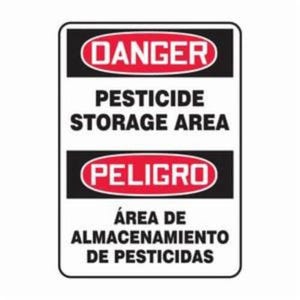 Accuform® SBMCAW109VS Safety Sign, Bilingual Rectangle, Header: DANGER/PELIGRO, Surface Mounting, 14 in H x 10 in W
