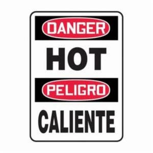 Accuform® SBMCPG020VS Danger Sign, Bilingual, 4 mil Vinyl, Surface Mounting, 14 in Height, 10 in Width, Red/Black on white Legend/Background