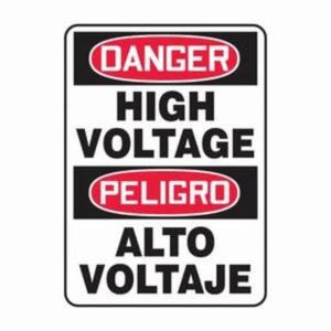 Accuform® SBMELC114VP Danger Sign, Bilingual, 0.055 in Plastic, 14 in Height, 10 in Width, Red/Black on white Legend/Background