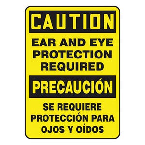 Accuform® BILINGUAL OSHA CAUTION Safety Sign: EAR (SBMPPA608XT)