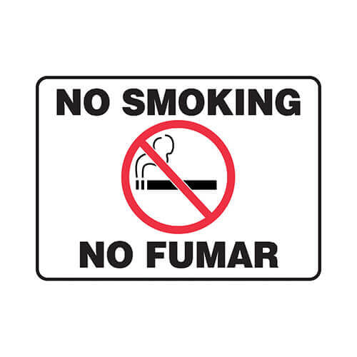 Accuform® SBMSMK948MVA Safety Sign, Bilingual, NO HEADER, Text/Symbol Legend, NO SMOKING/NO FUMAR (GRAPHIC), 10 in H x 14 in W
