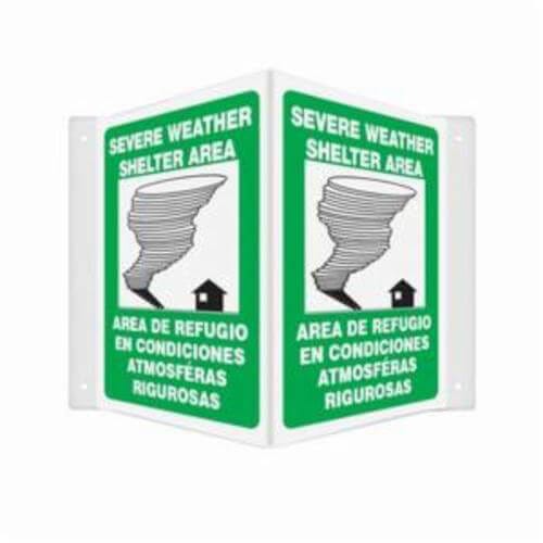Accuform® SBPSP392 Projection Sign, 3D Bilingual, Header: NO HEADER, Legend: SEVERE WEATHER SHELTER, 0.1 in Plastic, 12 in Height, 9 in Width