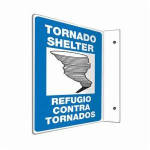 Accuform® SBPSP443 Projection Sign, 90D Bilingual, Header: NO HEADER, Legend: TORNADO SHELTER, 0.1 in Plastic, 12 in Height, 9 in Width