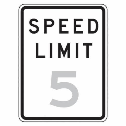Accuform® FRR2245RA Traffic Sign, Text Legend: SPEED LIMIT 5 (MUTCD R2-1), Engineer Grade Aluminum, Post Mount, 24 in H x 18 in W