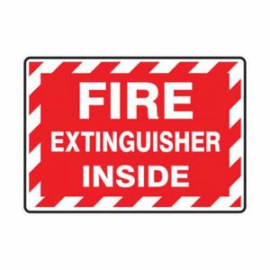 Accuform® LFXG571XVE Fire Safety Label, Flexible, 5 in L x 3-1/2 in W, FIRE EXTINGUISHER INSIDE Legend