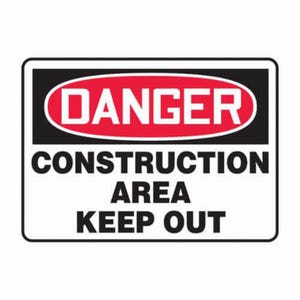 Accuform® MADM014VP Safety Sign, DANGER CONSTRUCTION AREA KEEP OUT, 10 in x 14 in, Plastic