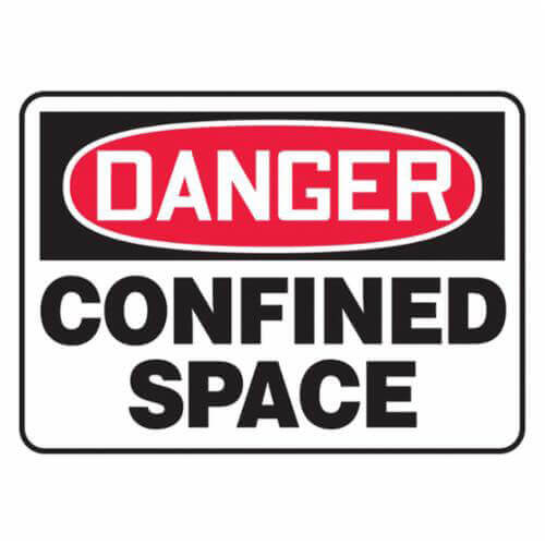 Accuform® MCSP116VA Safety Sign, DANGER CONFINED SPACE, 7 in x 10 in, Aluminum