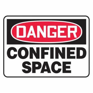 Accuform® MCSP116VA Safety Sign, DANGER CONFINED SPACE, 7 in x 10 in, Aluminum