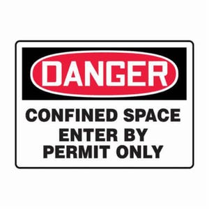 Accuform® MCSP133VA Safety Sign, DANGER CONFINED SPACE ENTER BY PERMIT ONLY, 7 in x 10 in, Aluminum
