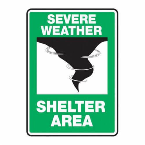 Accuform® MFEX541VP Severe Weather Safety Sign, Text/Symbol Legend: SEVERE WEATHER SHELTER AREA, Plastic, 10 in H x 7 in W