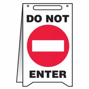 Accuform® PFR225 Floor Safety Sign, Free-StandingText/Symbol Legend, DO NOT ENTER (w/Picto) Legend, Plastic, 20 in H x 12 in Width