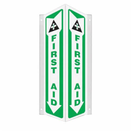 Accuform® PSP368 First Aid Sign, L-Shaped, Series: Projection™, NO Header, Text/Symbol Legend, FIRST AID Legend, Plastic